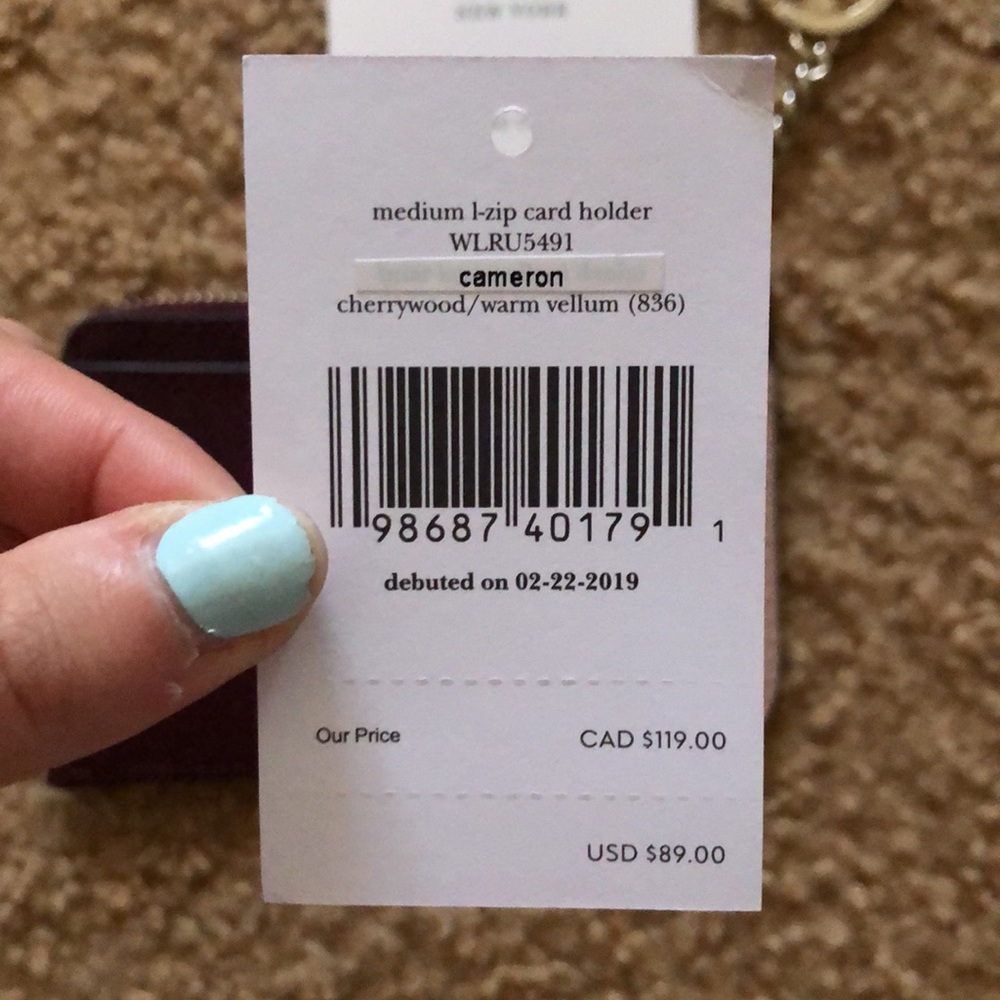 Kate Spade Med. L-zip Card Holder- Cherrywood NWT - Picture 4 of 5